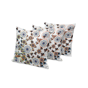 HomeRoots Set of Three 16" Peacock Floral Indoor Outdoor Throw Pillows - Chic Blue & Off-White Design, Durable 536164