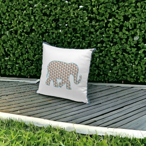HomeRoots Set of Three 16" Gold and White Elephant-Print Throw Pillows for Indoor & Outdoor Elegance 536166