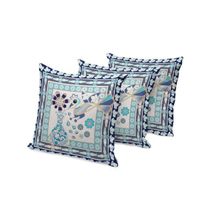 HomeRoots Set of Three Beige and Black Peacock Floral Throw Pillows for Indoor and Outdoor Comfort & Style 536170