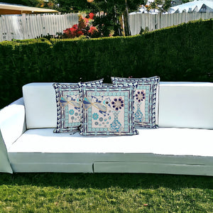 HomeRoots Set of Three Beige and Black Peacock Floral Throw Pillows for Indoor and Outdoor Comfort & Style 536170