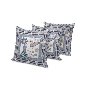 HomeRoots Set of Three 16" x 16" Beige & Orange Peacock Floral Cushions for Indoor/Outdoor Style & Comfort 536174