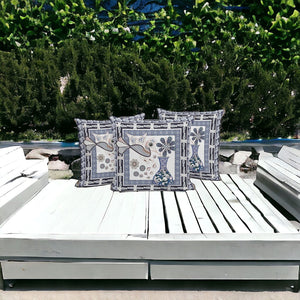 HomeRoots Set of Three 16" x 16" Beige & Orange Peacock Floral Cushions for Indoor/Outdoor Style & Comfort 536174