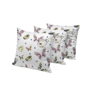 HomeRoots Set of Three Elegant 16" Blue & White Butterfly-Print Throw Pillows for Indoor & Outdoor Decor 536188