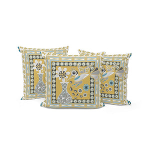 HomeRoots Set of Three Beige & White Peacock Floral Throw Pillows for Indoor & Outdoor Style and Comfort 536190