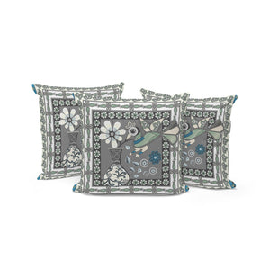 HomeRoots Set of Three 16" X 16" Peacock Floral Throw Pillows for Stylish Indoor & Outdoor Decor Comfort 536194
