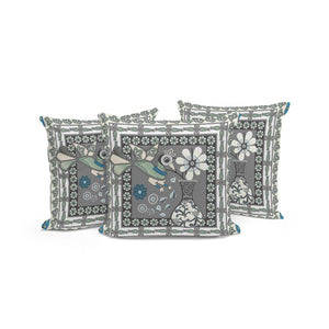 HomeRoots Set of Three 16" X 16" Peacock Floral Throw Pillows for Stylish Indoor & Outdoor Decor Comfort 536194