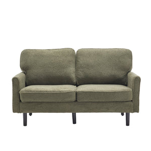 English Elm Loveseat Modern Mid-Century 2-Seater with USB Type-C Charging, Removable Zippered Covers, Sturdy Wood Legs Green W395P238825