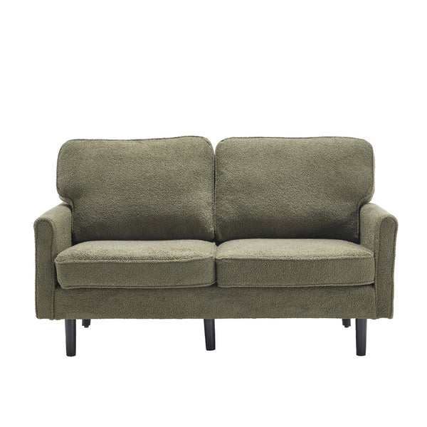 English Elm Loveseat Modern Mid-Century 2-Seater with USB Type-C Charging, Removable Zippered Covers, Sturdy Wood Legs Green W395P238825