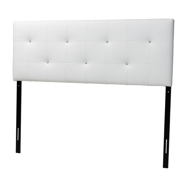 Baxton Studio Baxton Studio Dalini Modern Faux Leather Headboard with Crystal Tufting for Luxurious Bedroom Style Queen White BBT6432-White-HB-Queen