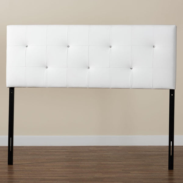 Baxton Studio Baxton Studio Dalini Modern Faux Leather Headboard with Crystal Tufting for Luxurious Bedroom Style Queen White BBT6432-White-HB-Queen