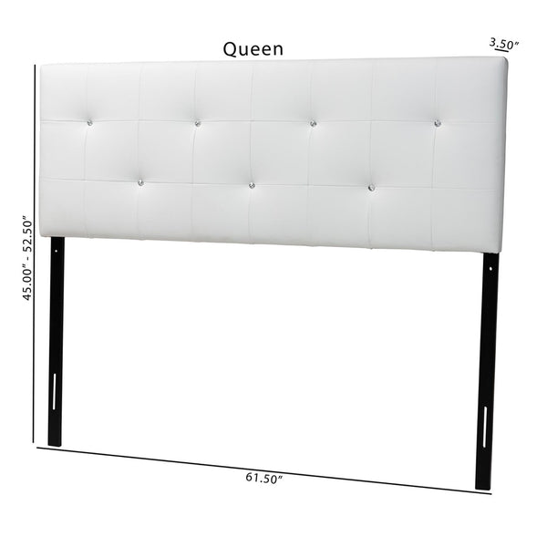 Baxton Studio Baxton Studio Dalini Modern Faux Leather Headboard with Crystal Tufting for Luxurious Bedroom Style Queen White BBT6432-White-HB-Queen