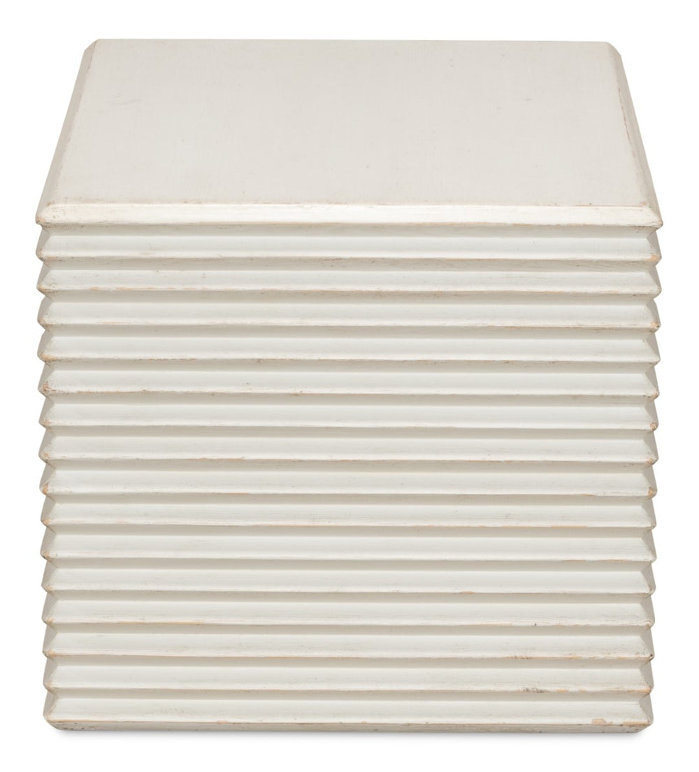 Sarreid Stacked Stool Antique White - Stylish Pine Design For Versatile Seating & Chic Home Decor Accent White  53620-3