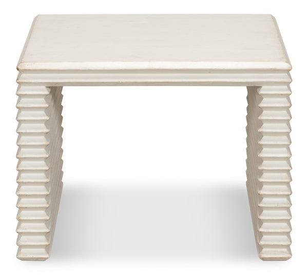 Sarreid Stacked Stool Antique White - Stylish Pine Design For Versatile Seating & Chic Home Decor Accent White  53620-3