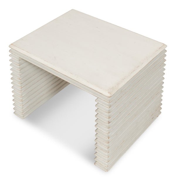 Sarreid Stacked Stool Antique White - Stylish Pine Design For Versatile Seating & Chic Home Decor Accent White  53620-3