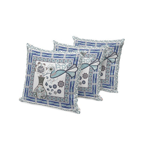 HomeRoots Set of Three 16" Gray & White Peacock Floral Throw Pillows - Stylish Indoor/Outdoor Accents 536203