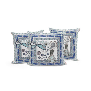 HomeRoots Set of Three 16" Gray & White Peacock Floral Throw Pillows - Stylish Indoor/Outdoor Accents 536203