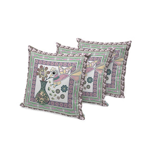 HomeRoots Set of Three 16" Pink and Brown Peacock Floral Throw Pillows for Indoor & Outdoor Style Refresh 536205