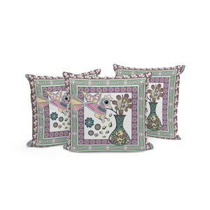 HomeRoots Set of Three 16" Pink and Brown Peacock Floral Throw Pillows for Indoor & Outdoor Style Refresh 536205