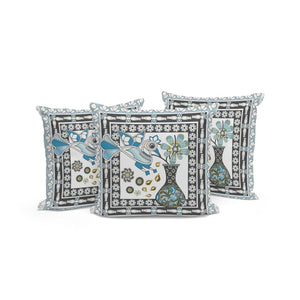 HomeRoots Set of Three 16" Black and White Peacock Floral Throw Pillows for Indoor and Outdoor Décor Style 536207