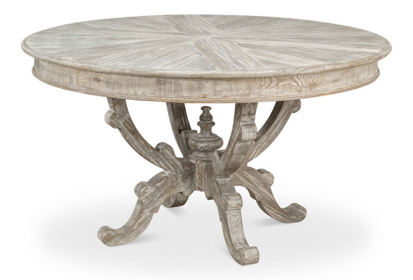 Sarreid Golightly Dining Table - Moonskin Finish Pine Table For Elegant Dining & Stylish Home Décor Grey  53621-g