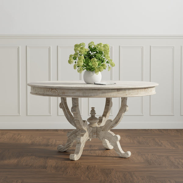 Sarreid Golightly Dining Table - Moonskin Finish Pine Table For Elegant Dining & Stylish Home Décor Grey  53621-g