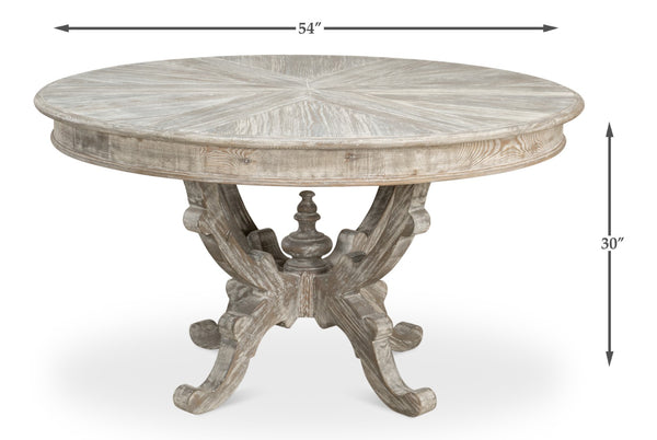 Sarreid Golightly Dining Table - Moonskin Finish Pine Table For Elegant Dining & Stylish Home Décor Grey  53621-g