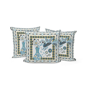 HomeRoots Set of Three 16" Black & White Peacock Floral Throw Pillows for Indoor & Outdoor Style Upgrade 536216