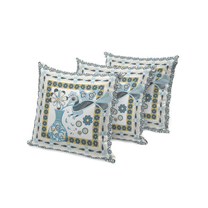HomeRoots Set of Three 16" Black & White Peacock Floral Throw Pillows for Indoor & Outdoor Style Upgrade 536216