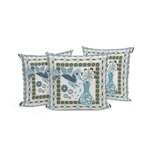 HomeRoots Set of Three 16" Black & White Peacock Floral Throw Pillows for Indoor & Outdoor Style Upgrade 536216