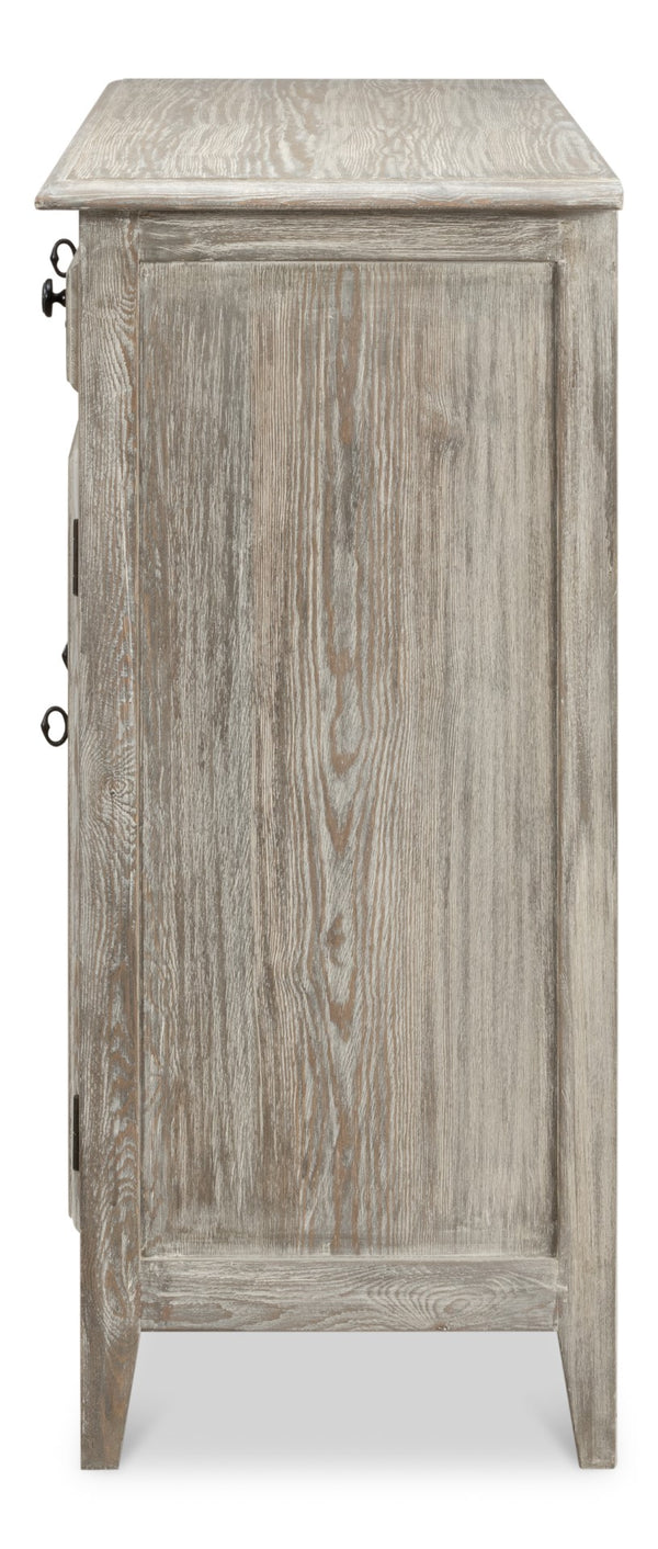 Sarreid Shepherd Bungalow Buffet In Moonskin Finish - Elegant Pine Storage Solution For Your Home Decor Grey  53622-g