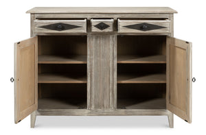 Sarreid Shepherd Bungalow Buffet In Moonskin Finish - Elegant Pine Storage Solution For Your Home Decor Grey  53622-g