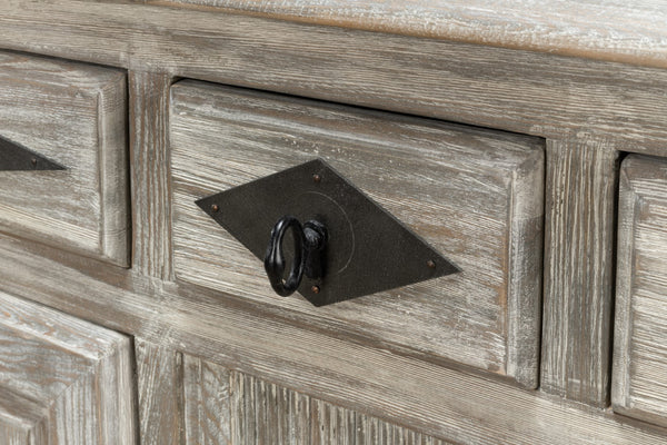 Sarreid Shepherd Bungalow Buffet In Moonskin Finish - Elegant Pine Storage Solution For Your Home Decor Grey  53622-g