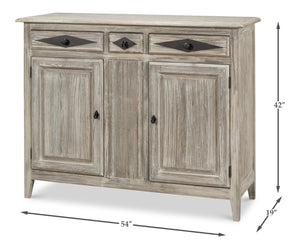 Sarreid Shepherd Bungalow Buffet In Moonskin Finish - Elegant Pine Storage Solution For Your Home Decor Grey  53622-g
