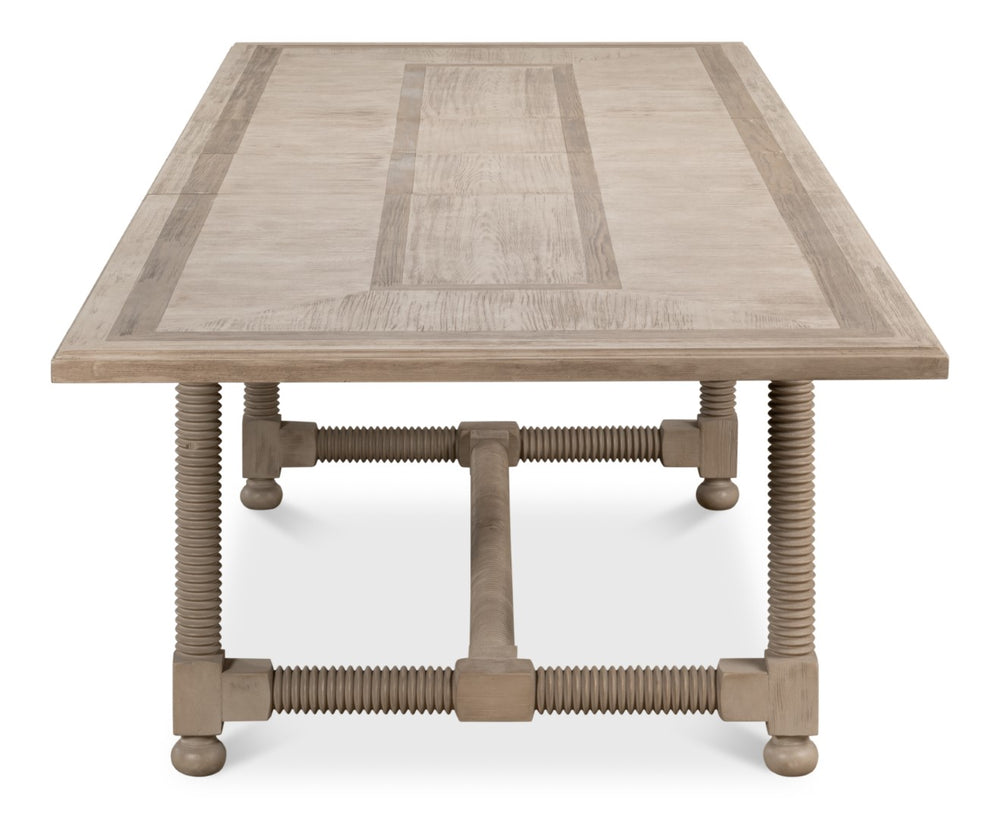 Sarreid Jurow Equestrian Dining Table In Barn Grey - Stylish Pine Design For Rustic Charm & Elegance Grey  53624-i