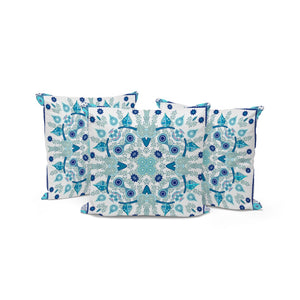 HomeRoots Set of Three 16" Blue and White Paisley Throw Pillows for Indoor/Outdoor Stylish Comfort & Durability 536257