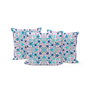 HomeRoots Set of Three 16" X 16" Paisley Throw Pillows in Blue and Pink – Indoor/Outdoor Comfort & Style! 536259