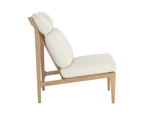 Sunpan Elanor Lounge Chair - Stylish Mid-Century Design with Comfortable Cushioning and Unique Leather Straps Light Oak / Altro White