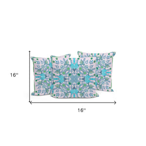 HomeRoots Set of Three 16" Green and White Paisley Throw Pillows for Indoor Outdoor Style and Comfort 536271