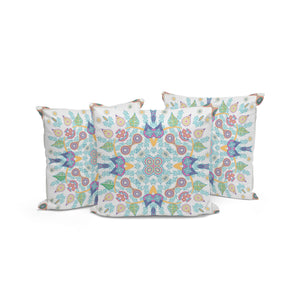 Homeroots Set Of Three 16" X 16" Yellow And White Blown Seam Paisley Indoor Outdoor Throw Pillow  Polyester 536274