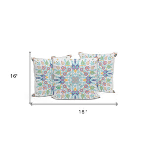 Homeroots Set Of Three 16" X 16" Yellow And White Blown Seam Paisley Indoor Outdoor Throw Pillow  Polyester 536274