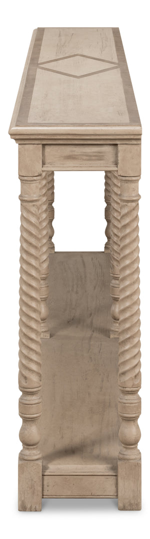 Sarreid Sierra Equestrian Console Table In Barn Grey Finish – Stylish Pine Accent For Rustic Decor Grey  53628-i