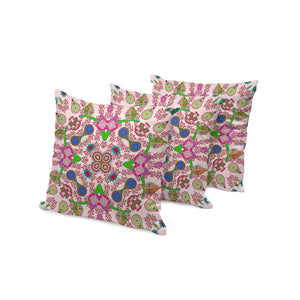 HomeRoots Set of Three 16" Pink & Green Paisley Indoor-Outdoor Throw Pillows for Stylish Comfort & Durability 536281