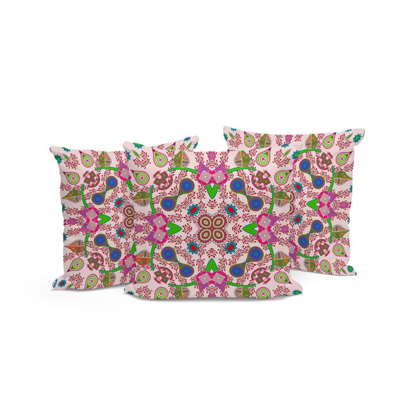 HomeRoots Set of Three 16" Pink & Green Paisley Indoor-Outdoor Throw Pillows for Stylish Comfort & Durability 536281