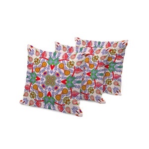 Homeroots Set Of Three 16" X 16" Red And White Blown Seam Paisley Indoor Outdoor Throw Pillow  Polyester 536284