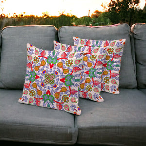 Homeroots Set Of Three 16" X 16" Red And White Blown Seam Paisley Indoor Outdoor Throw Pillow  Polyester 536284