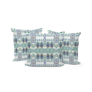 Homeroots Set Of Three 16" X 16" Beige And Green Blown Seam Paisley Indoor Outdoor Throw Pillow  Polyester 536292