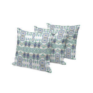 Homeroots Set Of Three 16" X 16" Beige And Green Blown Seam Paisley Indoor Outdoor Throw Pillow  Polyester 536292