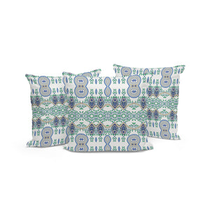 Homeroots Set Of Three 16" X 16" Beige And Green Blown Seam Paisley Indoor Outdoor Throw Pillow  Polyester 536292