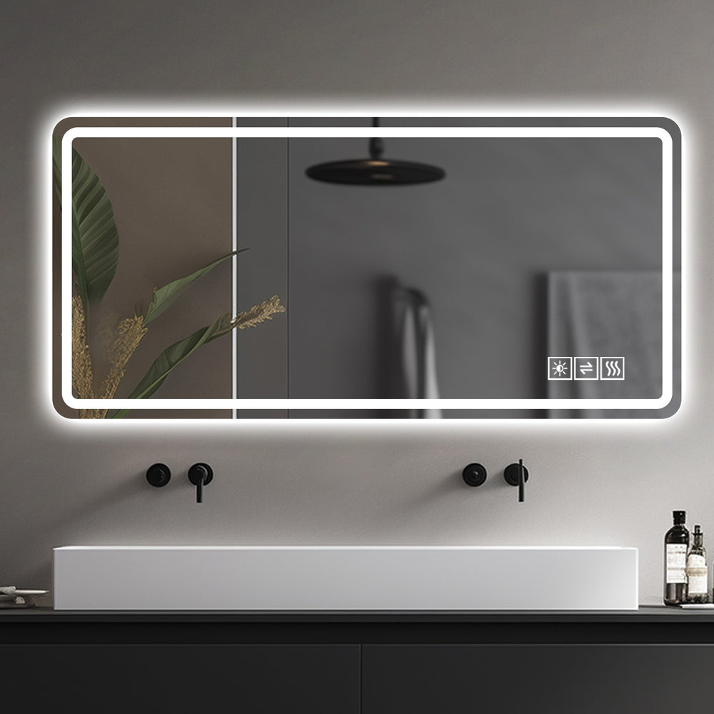 English Elm 28*60inch LED Bathroom Vanity Mirror with Anti-Fog Defog, Dimmable 3-Color Touch, Corrosion-Resist Glass W2709P242514