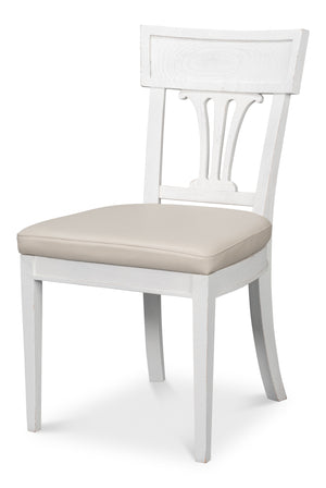 Sarreid Bondi Bungalow Dining Chair Set Of 2 - Stylish Beechwood Frame With Napa Off White Leather Upholstery White  53631-b